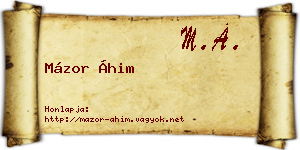 Mázor Áhim névjegykártya